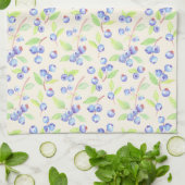 Mooie waterverf blauwebes botanische patroon theedoek (Gevouwen)