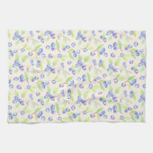 Mooie waterverf blauwebes botanische patroon theedoek (Horizontaal)
