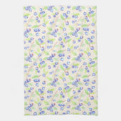 Mooie waterverf blauwebes botanische patroon theedoek (Verticaal)