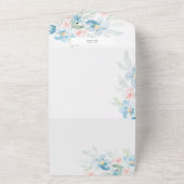 Mooie waterverf bloedige rozen en blauwe bloemen all in one uitnodiging (Buitenkant)