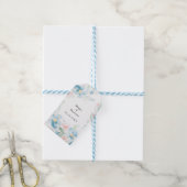 Mooie waterverf bloedige rozen en blauwe bloemen cadeaulabel (Met Touw)
