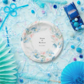 Mooie waterverf bloedige rozen en blauwe bloemen papieren bordje (Feest)