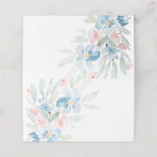 Mooie waterverf bloedige rozen en blauwe bloemen plaatskaartje (Buitenkant ongevouwen)