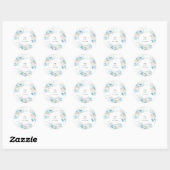 Mooie waterverf bloedige rozen en blauwe bloemen ronde sticker (Vel)