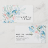 Mooie waterverf bloedige rozen en blauwe bloemen visitekaartje (Voorkant / Achterkant)