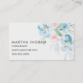 Mooie waterverf bloedige rozen en blauwe bloemen visitekaartje (Achterkant)