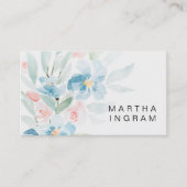 Mooie waterverf bloedige rozen en blauwe bloemen visitekaartje (Voorkant)