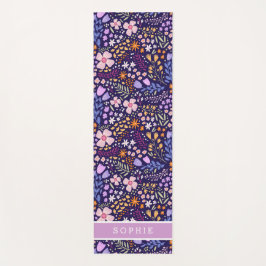 Mooie waterverf bloeiende bloemen aangepaste naam yogamat