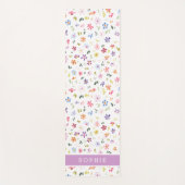 Mooie waterverf bloeiende bloemen aangepaste naam yogamat (Voorkant)
