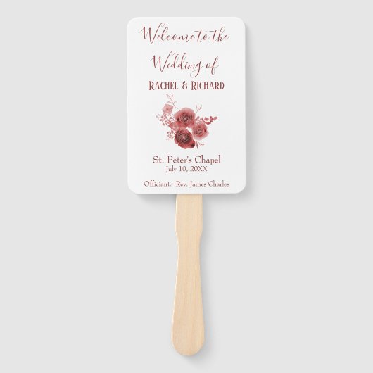 Mooie Waterverf bloem bruiloft programma Handwaaier (Voorkant)