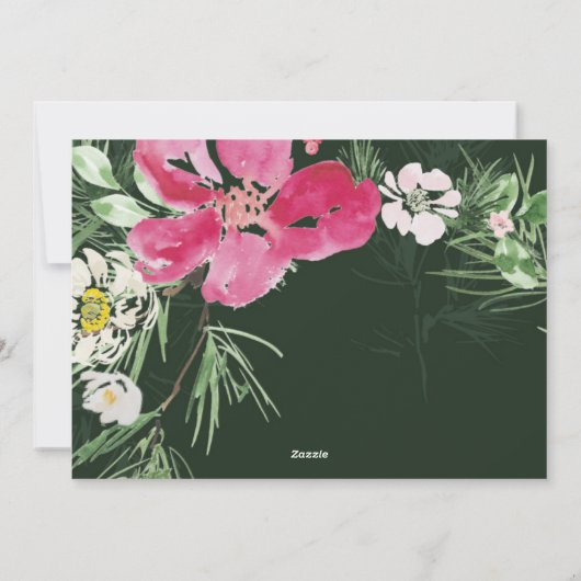 Mooie Waterverf bloem met groene kerstmis Feestdagenkaart (Achterkant)