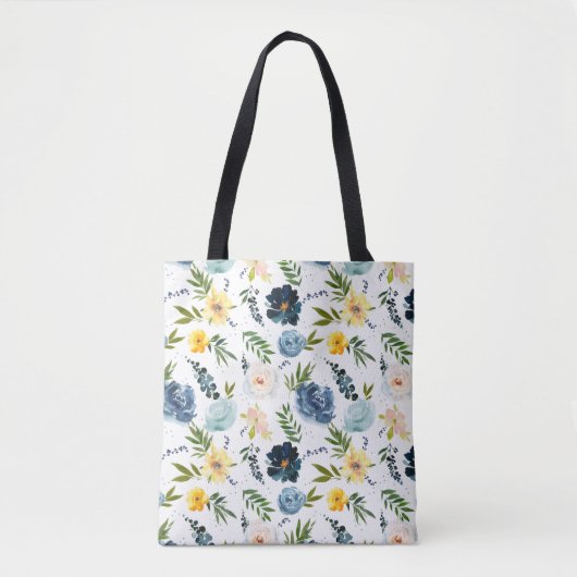 Mooie Waterverf Bloem Rozen Naadloos Patroon Tote Bag (Voorkant)