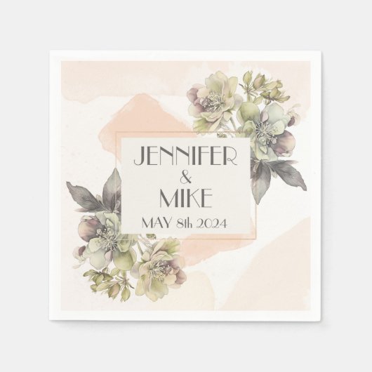 Mooie waterverf bloemboeket servet (Voorkant)