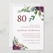 Mooie Waterverf Bloemen 80ste Verjaardag Kaart (Voorkant)