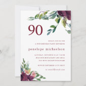 Mooie Waterverf Bloemen 90ste Verjaardag Kaart (Voorkant)