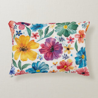 Mooie waterverf bloemen accent kussen