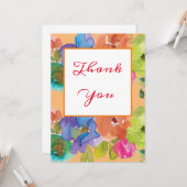Mooie Waterverf bloemen bedankt Kaart (Voorkant / Achterkant in situ)
