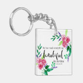 Mooie waterverf bloemen Bijbelcitaat Sleutelhanger (Voorkant Links)