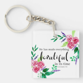 Mooie waterverf bloemen Bijbelcitaat Sleutelhanger