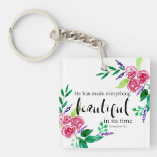 Mooie waterverf bloemen Bijbelcitaat Sleutelhanger