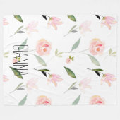 Mooie Waterverf Bloemen Blush Roze Fleece Deken (Voorkant (Horizontaal))