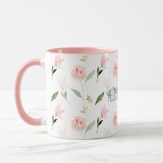 Mooie Waterverf Bloemen Blush Roze Mok (Links)