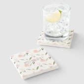 Mooie Waterverf Bloemen Blush Roze Stenen Onderzetter (Zijkant)