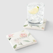 Mooie Waterverf Bloemen Blush Roze Stenen Onderzetter (Zijkant)