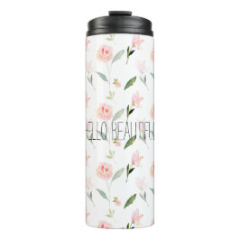 Mooie Waterverf Bloemen Blush Roze Thermosbeker