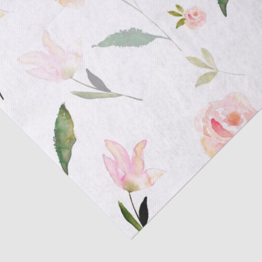 Mooie Waterverf Bloemen Blush Roze Tissuepapier (Detail)