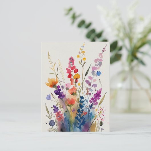 Mooie Waterverf bloemen Briefkaart (Staand voorkant)