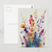 Mooie Waterverf bloemen Briefkaart (Voorkant / Achterkant)