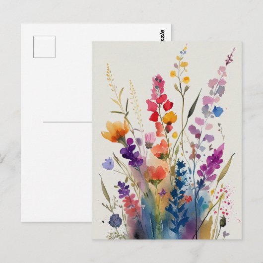 Mooie Waterverf bloemen Briefkaart (Voorkant / Achterkant)