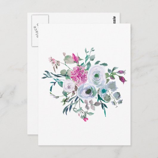 Mooie Waterverf bloemen Briefkaart (Voorkant / Achterkant)