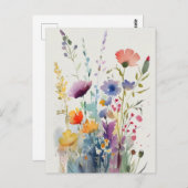 Mooie Waterverf bloemen Briefkaart (Voorkant / Achterkant)