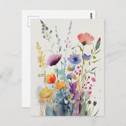 Mooie Waterverf bloemen Briefkaart (Voorkant / Achterkant)