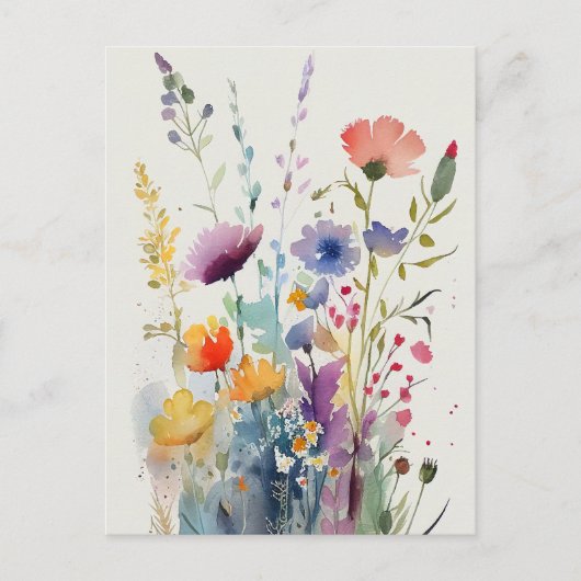 Mooie Waterverf bloemen Briefkaart (Voorkant)