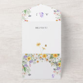 Mooie waterverf bloemen bruiloft all in one uitnodiging (Buitenkant)