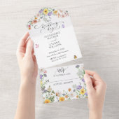 Mooie waterverf bloemen bruiloft all in one uitnodiging (Afscheurbaar)