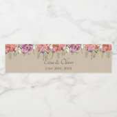 Mooie Waterverf Bloemen Bruiloft Waterfles Etiket (Enkel label)