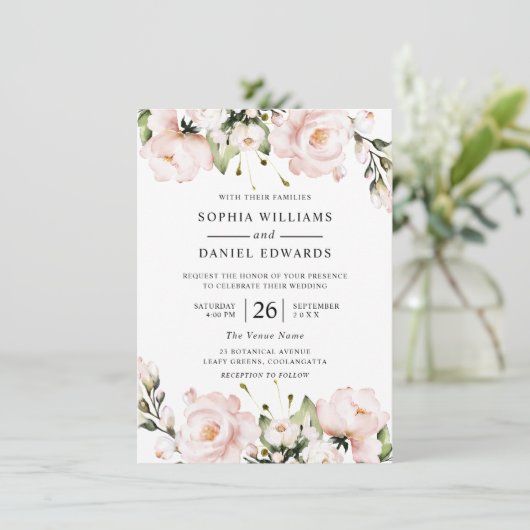 Mooie Waterverf bloemen Elegant Wedding Kaart (Staand voorkant)