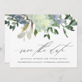 Mooie Waterverf Bloemen en groen bruiloft Save The Date (Voorkant / Achterkant)