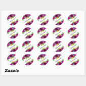Mooie waterverf bloemen floreel design groen l ronde sticker (Vel)
