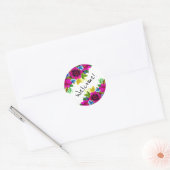 Mooie waterverf bloemen floreel design groen l ronde sticker (Envelop)