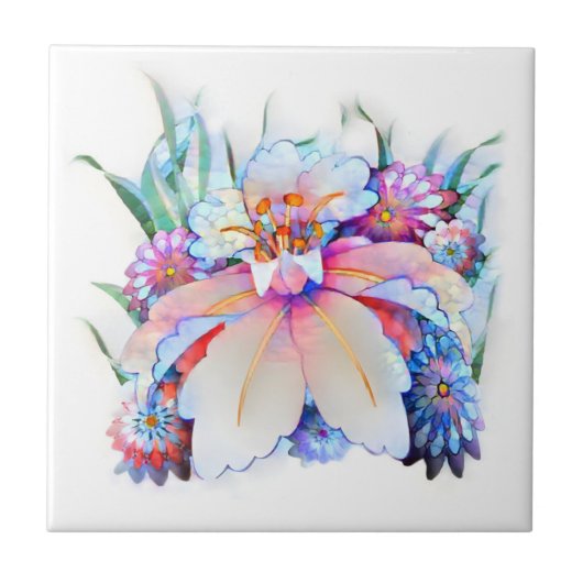 Mooie Waterverf bloemen keramische Tegel Tegeltje (Voorkant)