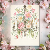 Mooie Waterverf Bloemen Kroonluchter Bruiloft Kaart