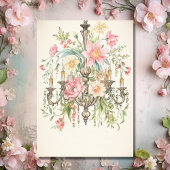 Mooie Waterverf Bloemen Kroonluchter Bruiloft RSVP Kaartje