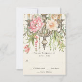 Mooie Waterverf Bloemen Kroonluchter Bruiloft RSVP Kaartje (Voorkant)