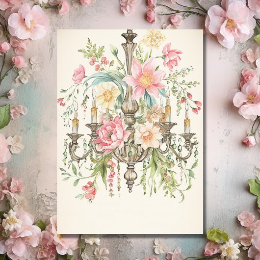 Mooie Waterverf Bloemen Kroonluchter Bruiloft Save The Date