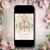 Mooie Waterverf Bloemen Kroonluchter Bruiloft Save The Date